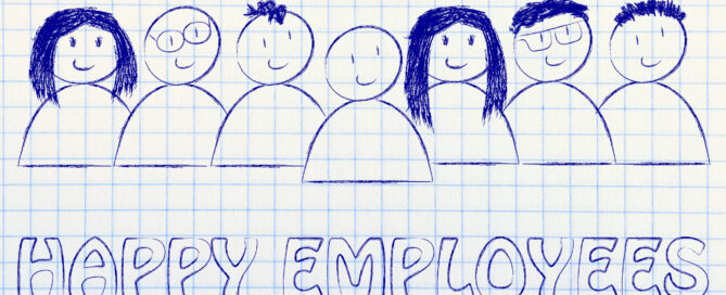 Hand drawn pictures of happy employees